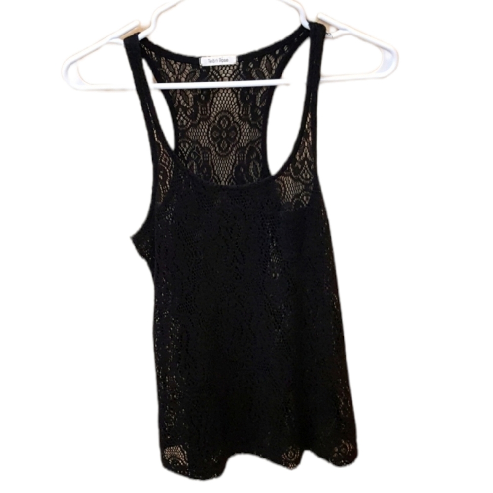 Tea n Rose Blackmlace tank top